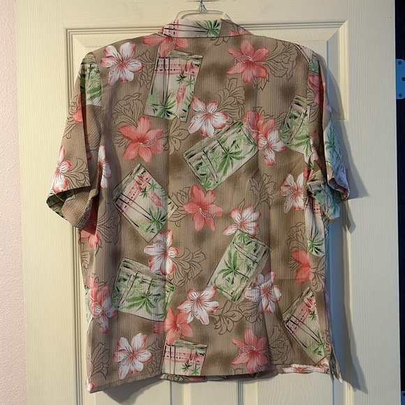 Vintage Allison Daley Button Down Blouse Hawaiin Tropical Print 18W - Picture 5 of 5